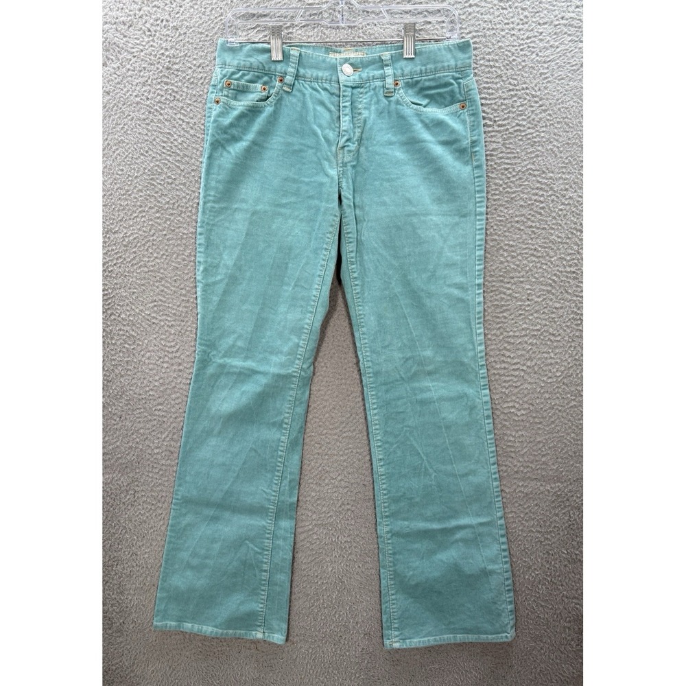 Vintage Old Navy Pants Womens 2‎ Aqua Corduroy Low Rise Bootcut Stretch Y2K